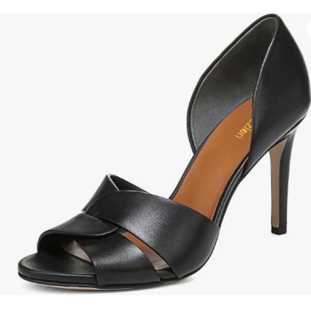 Pazzion Black Sexy Open Toe Slip On Stiletto Heel Two Pieces Sandals